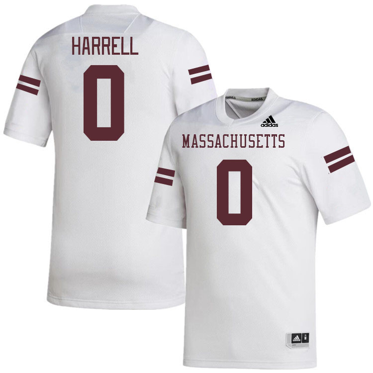 Massachusetts Minutemen #0 Jalen Harrell College Football Jerseys Stitched-White